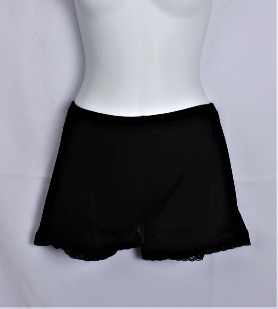 Silk French knickers with lace trim black Style:AL/SILK/9/BLK image 0